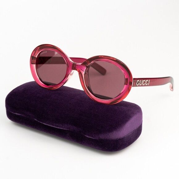 Gucci GG1722SA 004 BRAND NEW Sunglasses Transparent Red Burgundy Violet Unisex